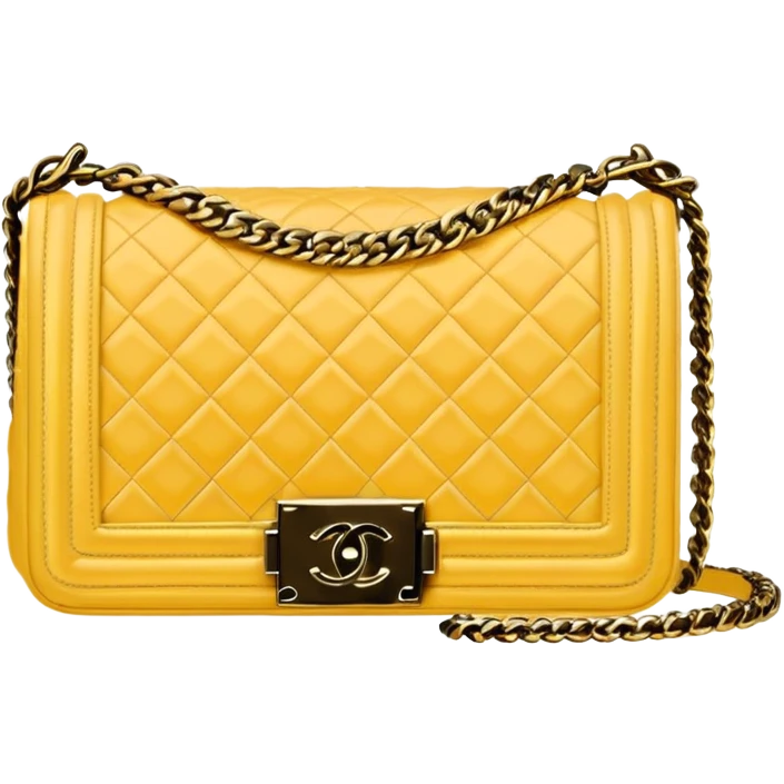 light yellow chanel le boy gold chain bag emoji