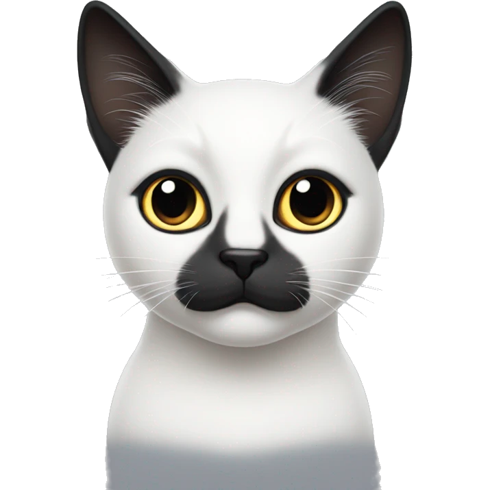 White cat with black ears and black spot around eye emoji
