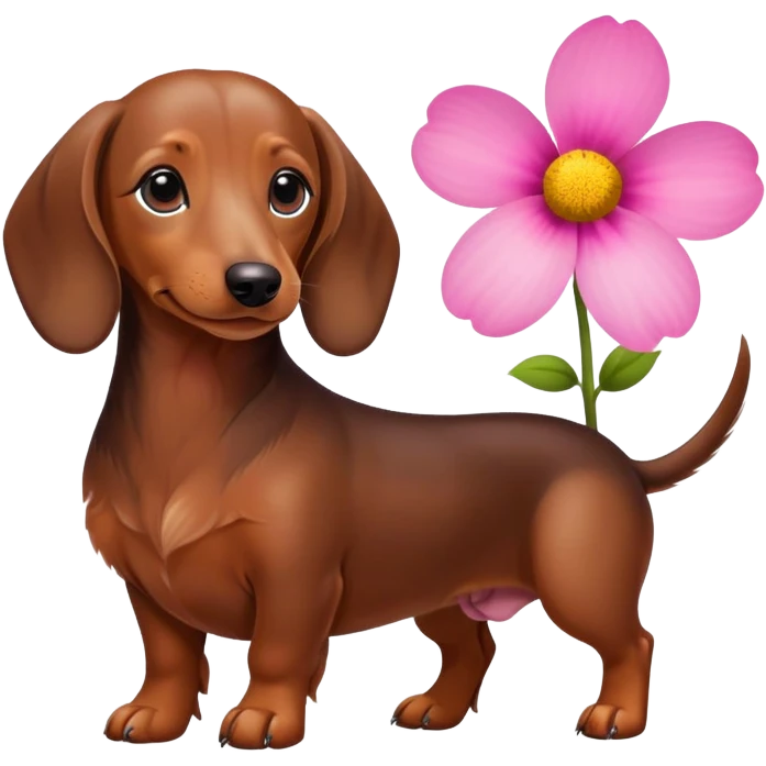 Dachshund with flower emoji