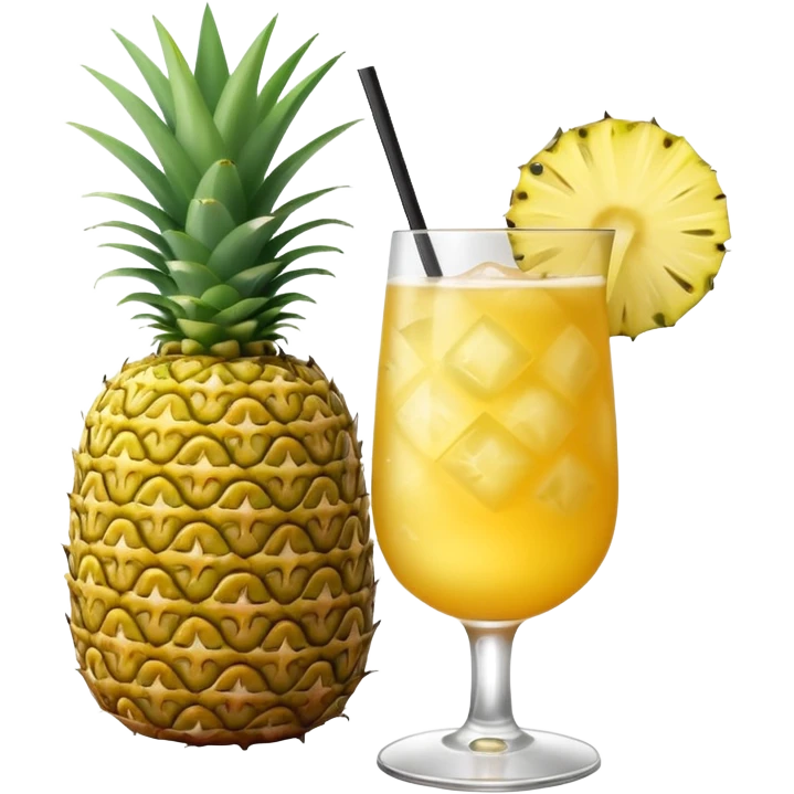 yellow pineapple refresher cocktail with only one slice of pinapple emoji
