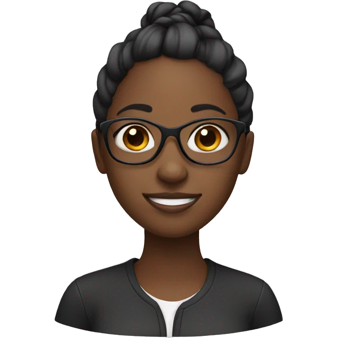 Black girl with glasses with ponytail emoji