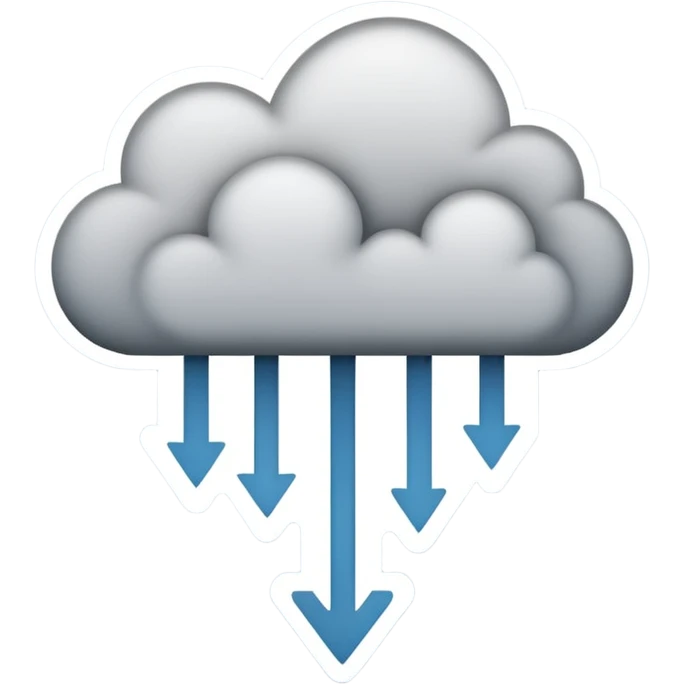 Abstract minimalist emoji showing a downward fading arrow dissolving into mist, with scattered broken lines and a heavy low-hanging cloud form above, symbolising a discipline slump and loss of structure. Muted tones, soft gradients, flat vector icon, transparent background. emoji