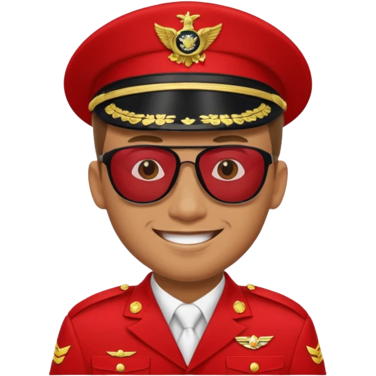 Smiling military man with sunglasses in red uniform emoji