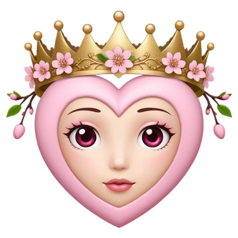 sakura heart with a cherry blossom crown emoji