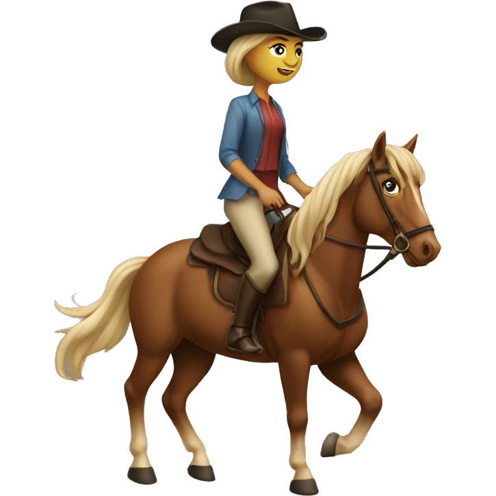Beautiful woman riding a horse with a handsome man’s head  emoji