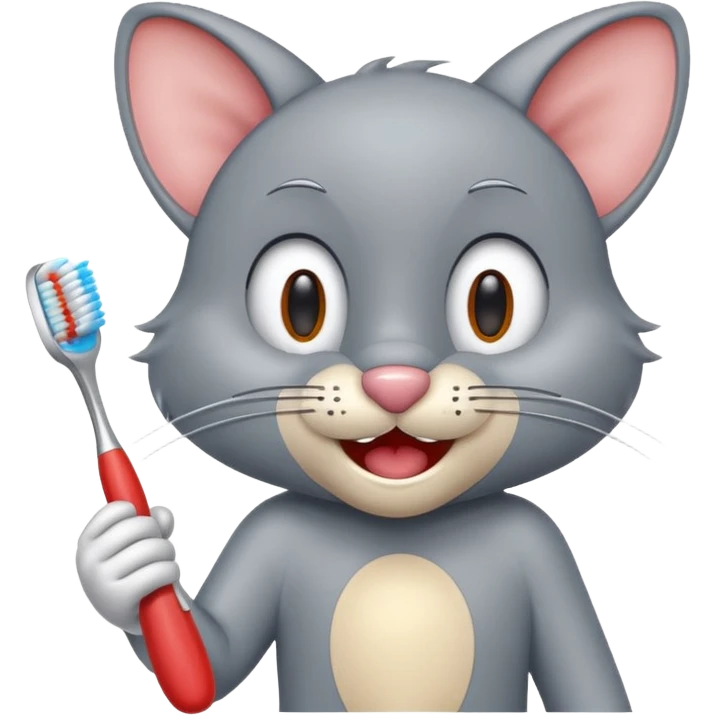 Creat an emoji for Tom or jerry holding toothbrush emoji