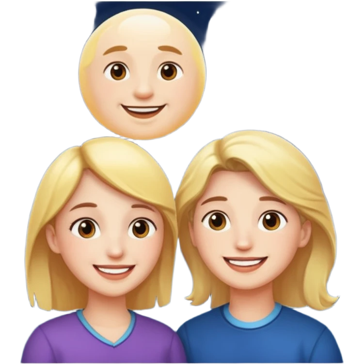 couple talking with moon in the background emoji