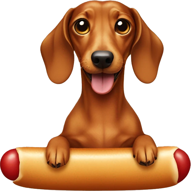 Dachshund dressed like a hot dog  emoji