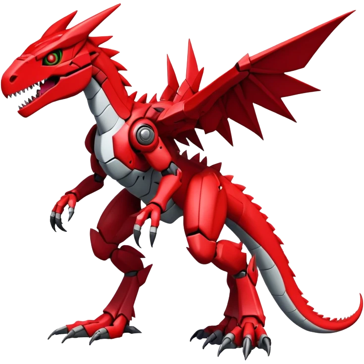  Cool Edgy Futuristic Red Digimon-Fakemon-Guilmon-Velociraptor-Dragon-Mecha full body emoji