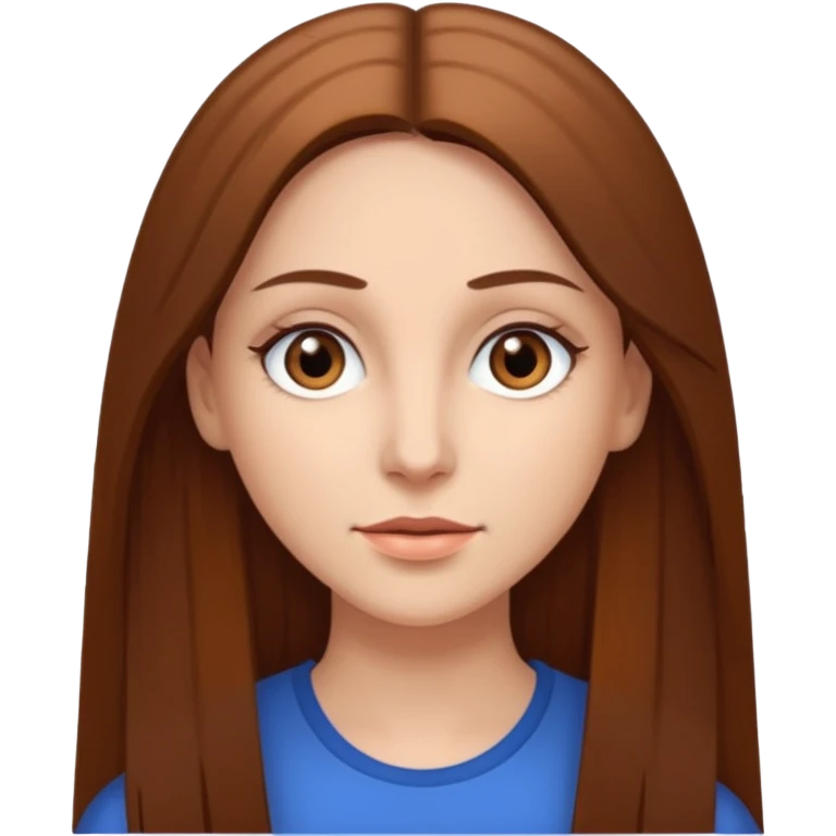 Uma mulher branca, olhos castanhos, cabelo castanho, longo e liso  emoji