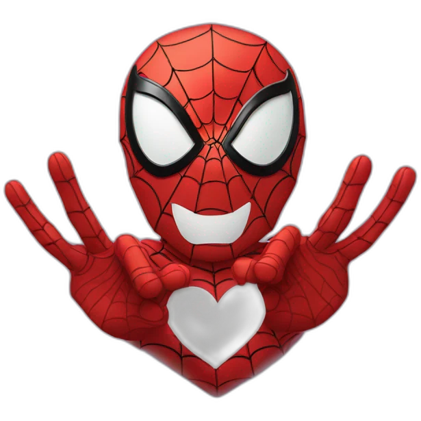 Spider-man makes a heart with his hands emoji