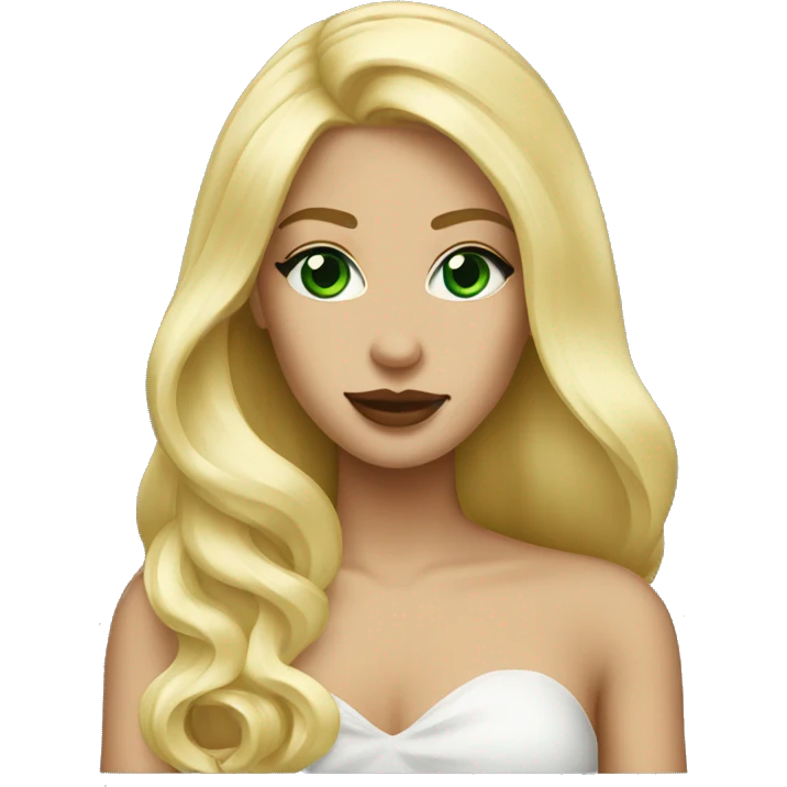 Glamour blonde with green eyes and lipgloss long hair emojy  emoji