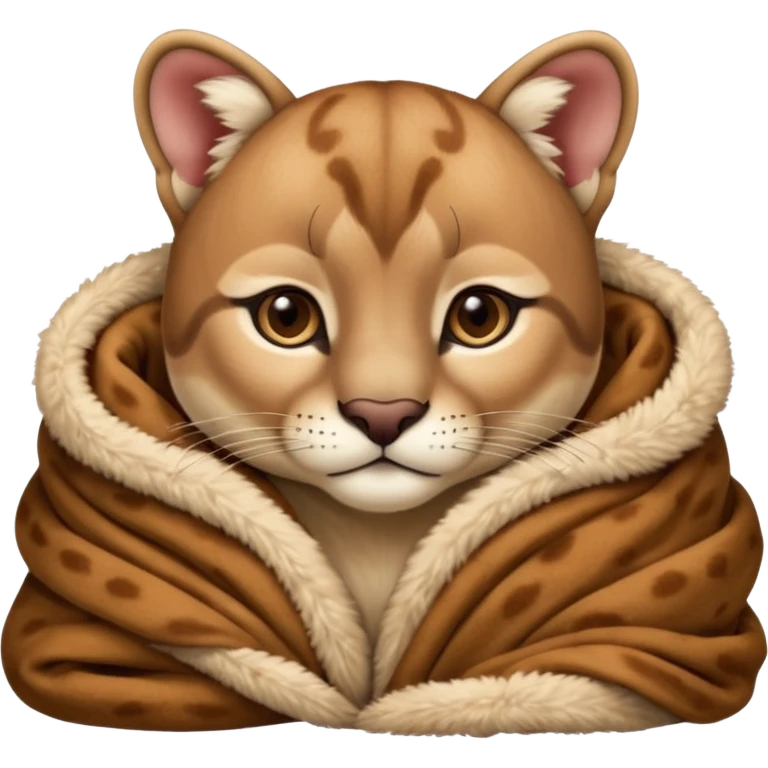 Cozy puma cougar cub in blanket emoji