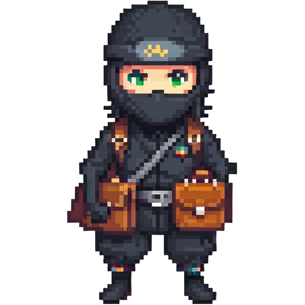 black ninja character holding a briefcase emoji