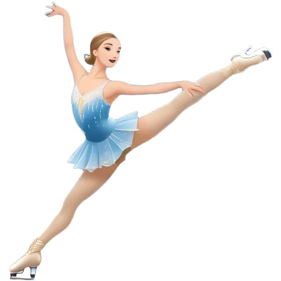 An icon featuring a graceful figure skater performing a flawless routine on an ice rink. The background shows a grand arena, Madison Square Garden, filled with spectators. Snowflakes and spotlights add to the elegance and beauty of the performance. Transparent background. emoji