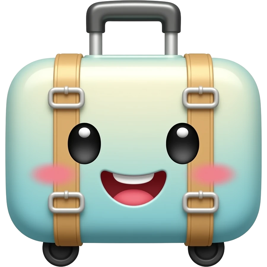 kawaii suitcase happy dance cute smiley holiday emoji