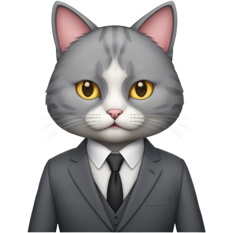 real cat siting with a suit on emoji