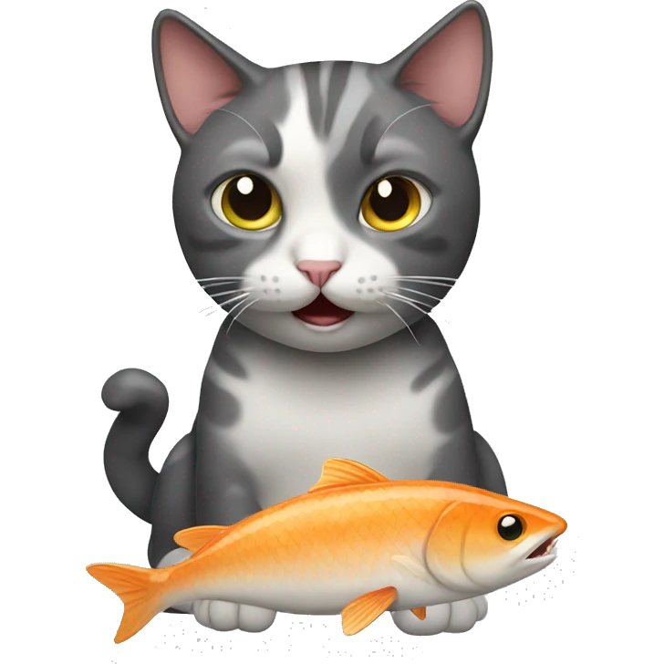 A cat eating a fish emoji
