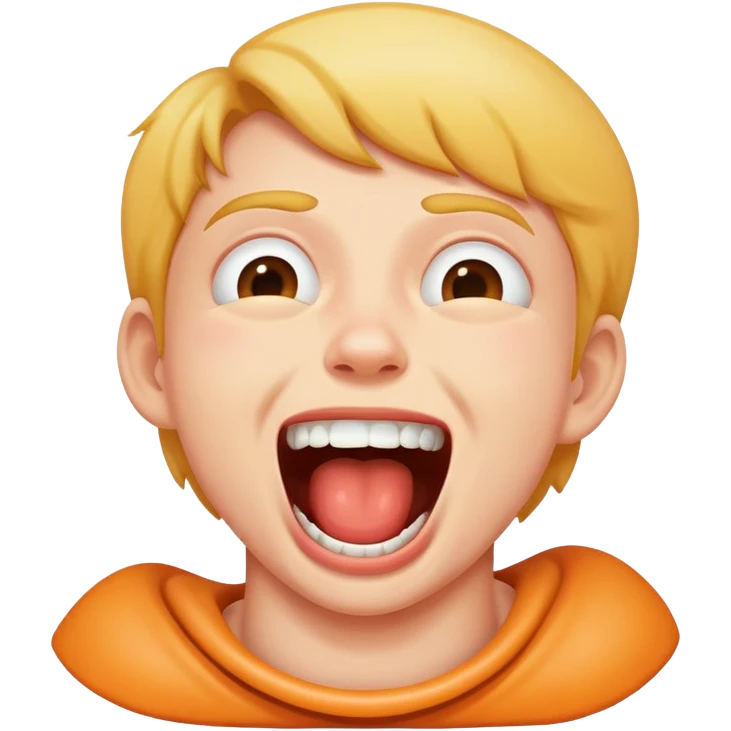 a person choking themself as a joke and laughing  emoji