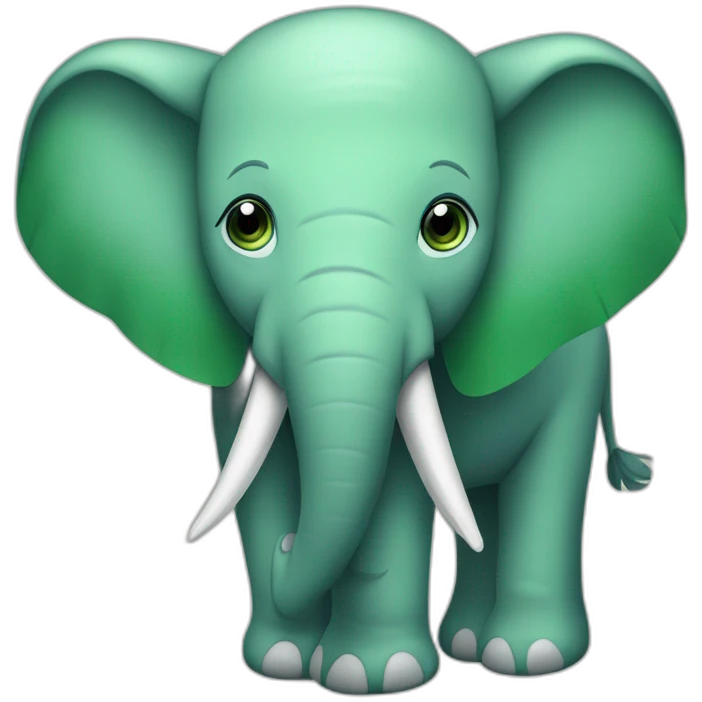 elefante con manos y piernas verdes emoji