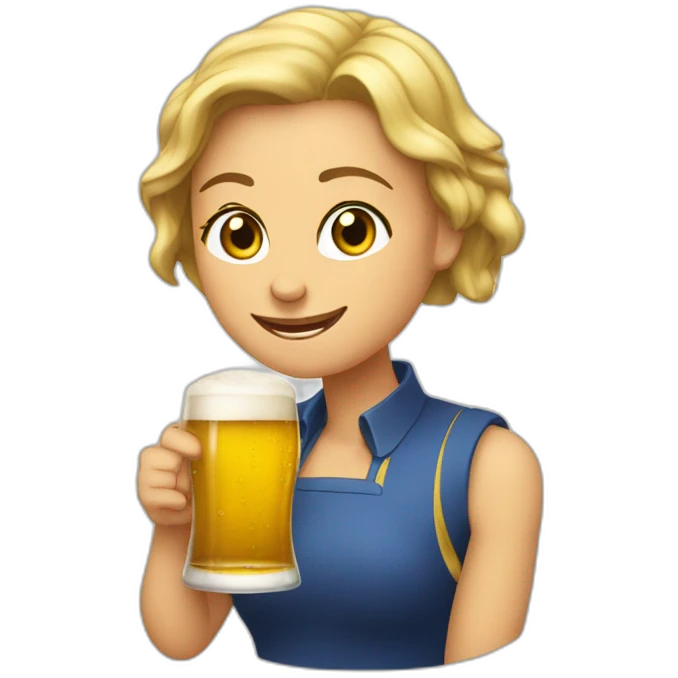 Yolande qui boit une bière emoji