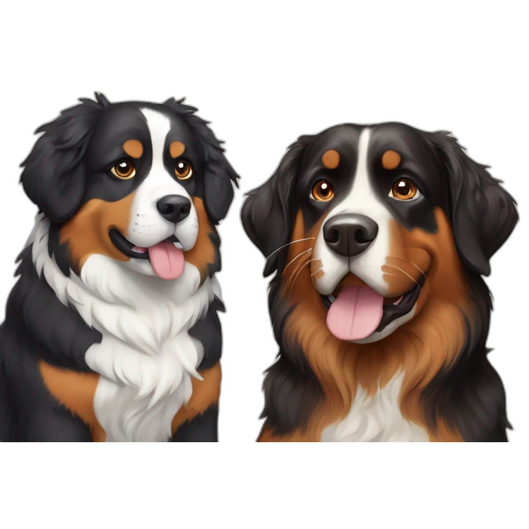 A Bernese dog next to A tortoiseshell cat without white emoji