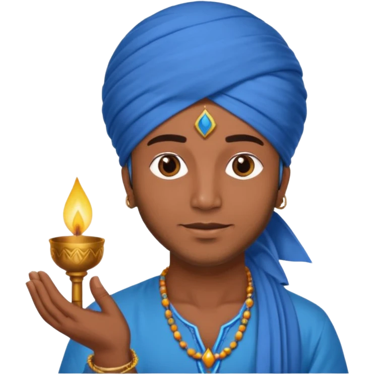 diwali man with blue turban and diwali emoji