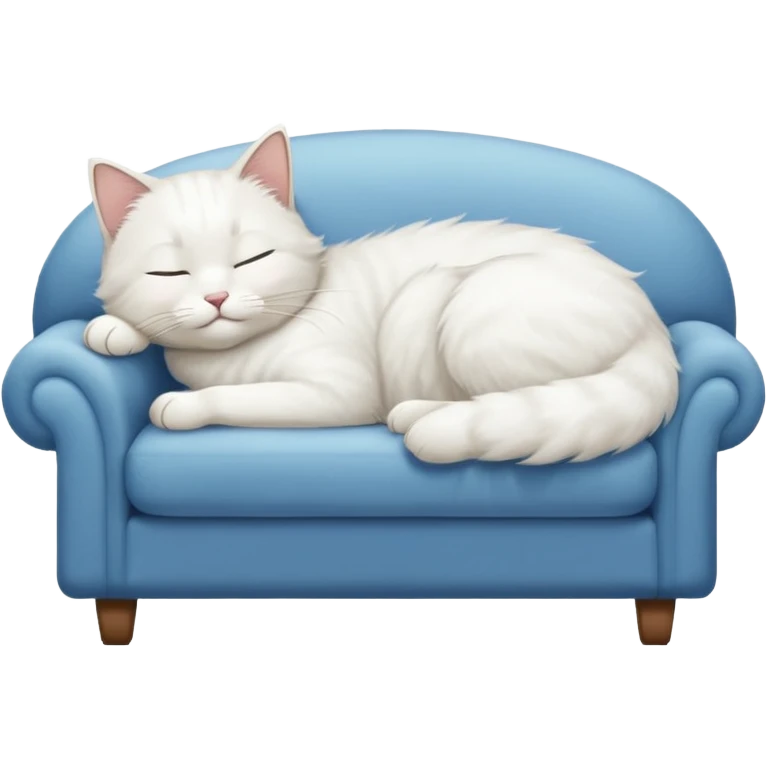 Sleeping white cat on a couch emoji