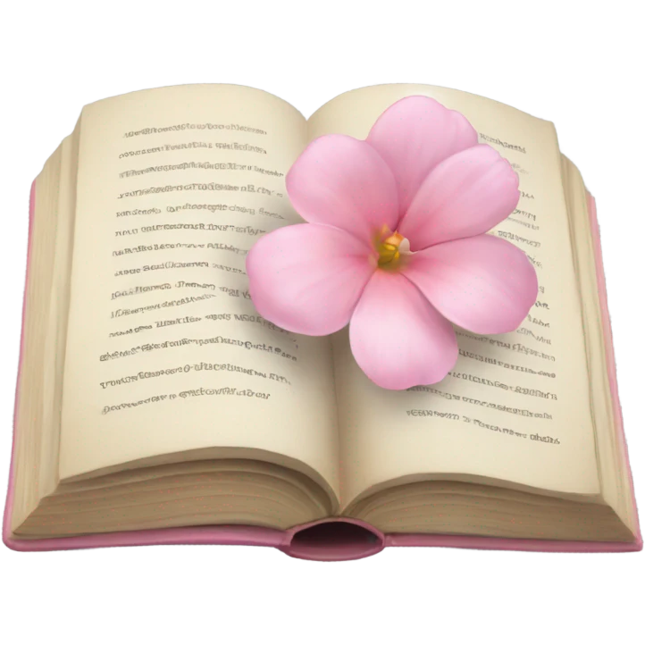 Realistic Open book with light pink flower inside emoji