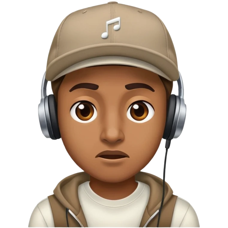 smelly poopy with a fitted cap listening to music emoji