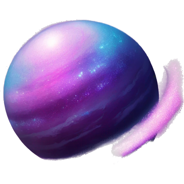 sparkly blue purple and pink glitter planet with white saturn ring emoji