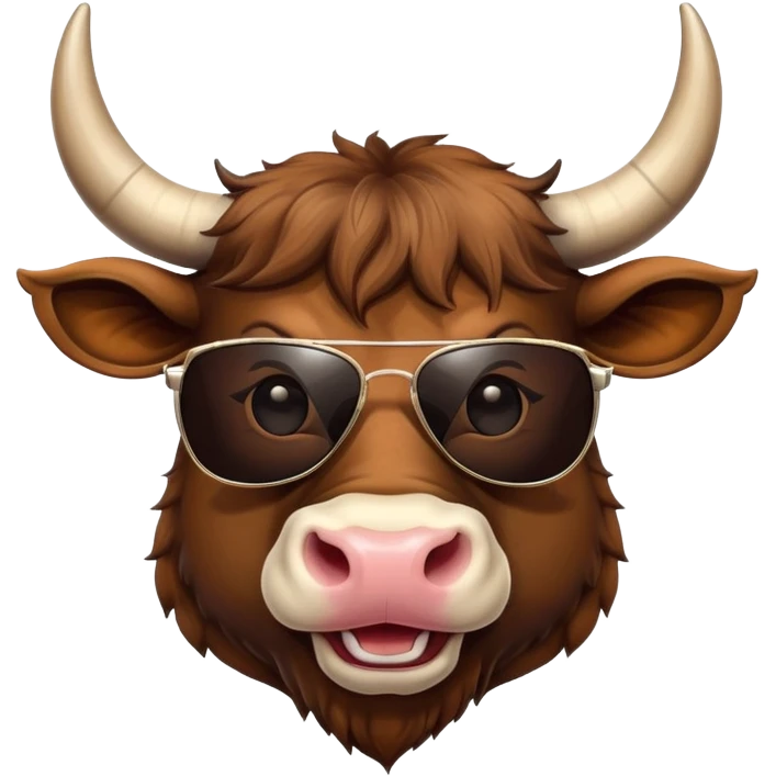 smiling bull head with dark sunglasses emoji