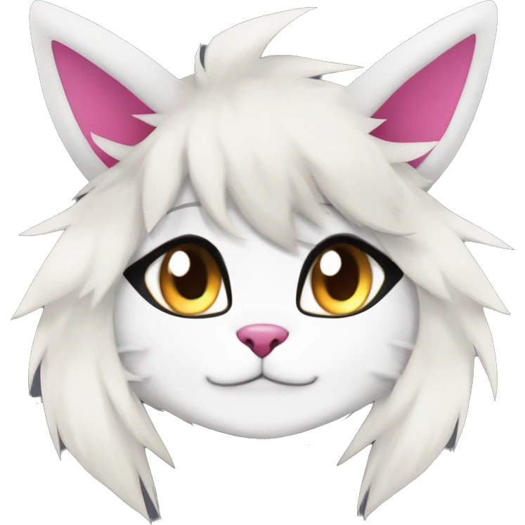 Anthro Dark Beautiful Colorful Shiny Edgy Cool Shy Grumpy FurSona Feline-Zangoose-Fakemon Emo Hair Vtuber Model emoji