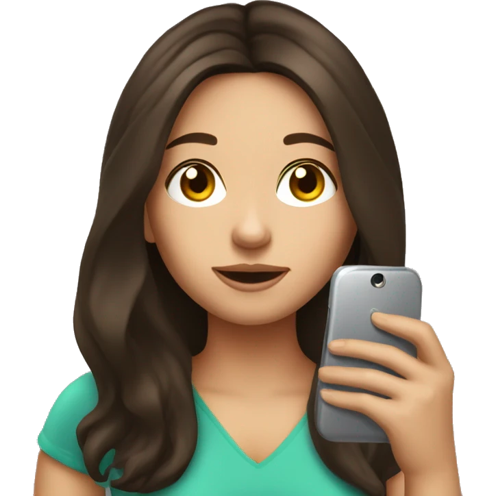 Brunette Girl taking selfie with her phone emoji