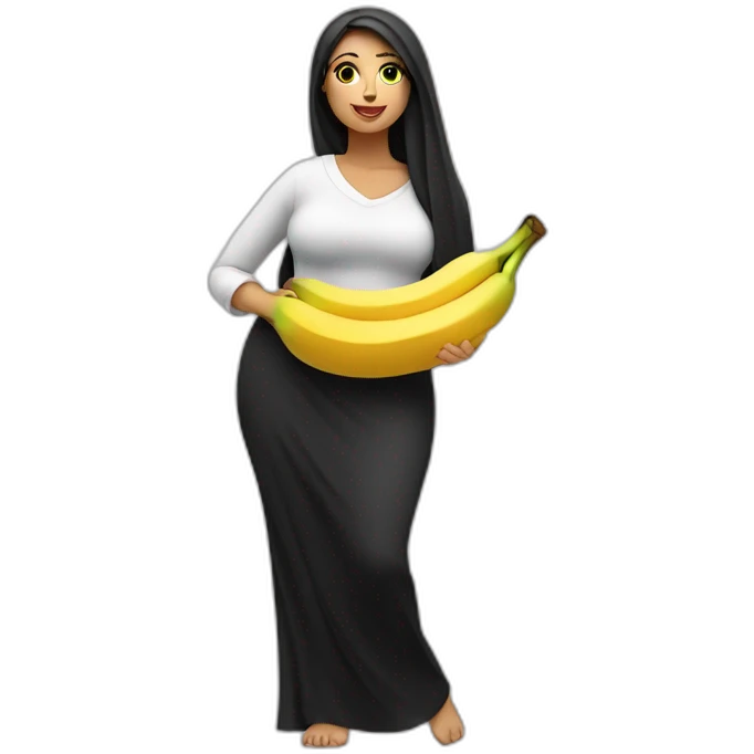 a arabic curvy woman eating banana emoji
