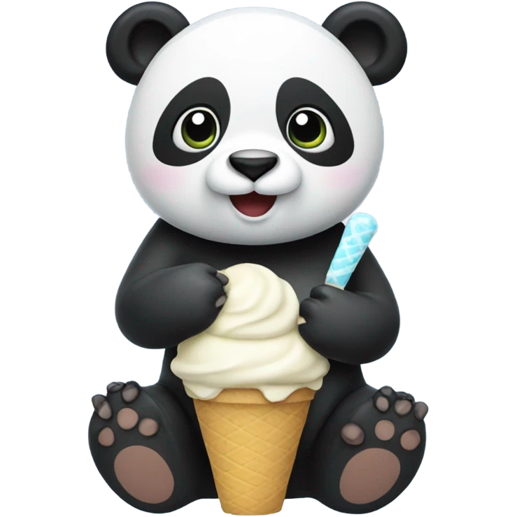 Panda eating ice cream emoji