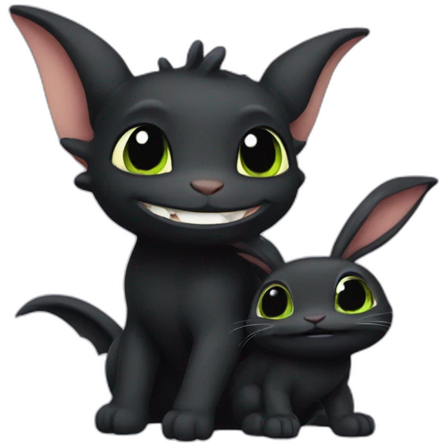 Toothless with a bunny emoji