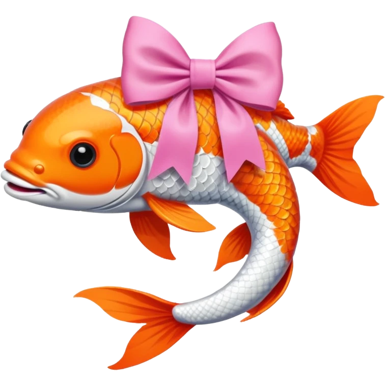 Koi fish with a pink bow emoji