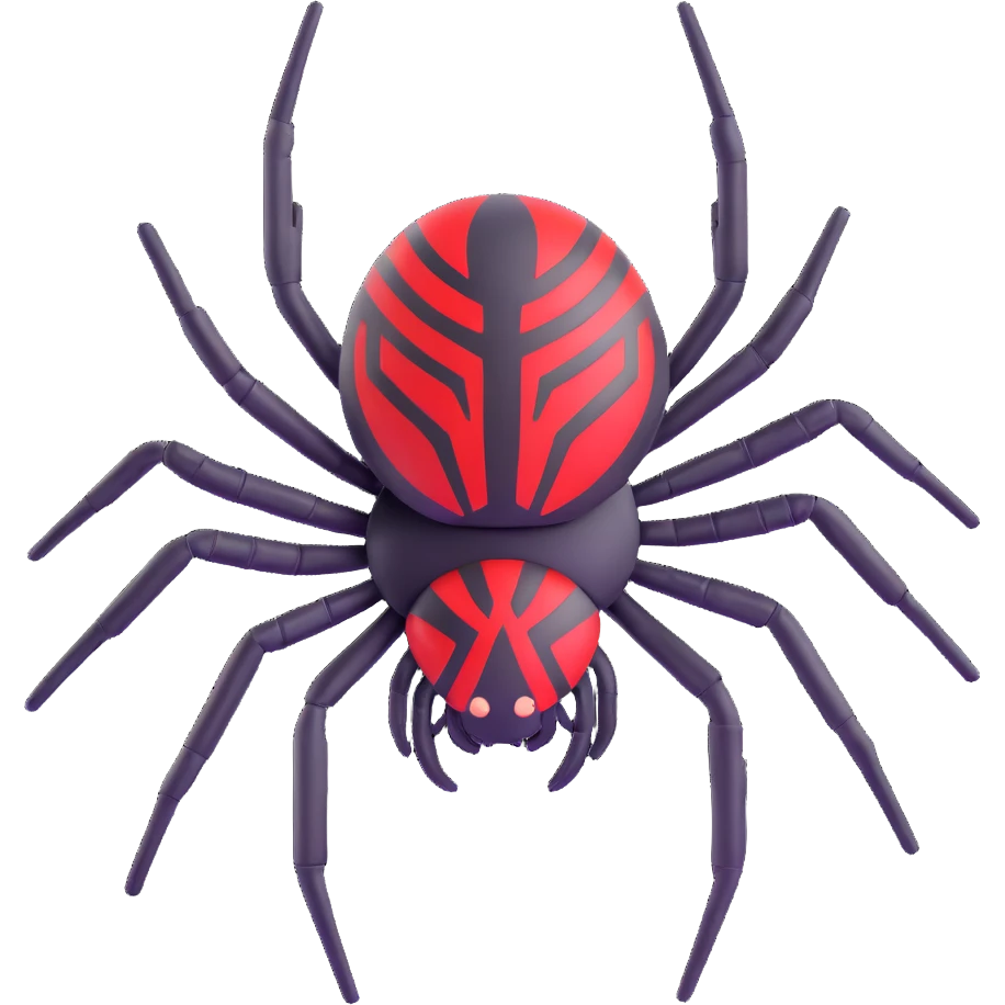 detailed black spider with red markings emoji