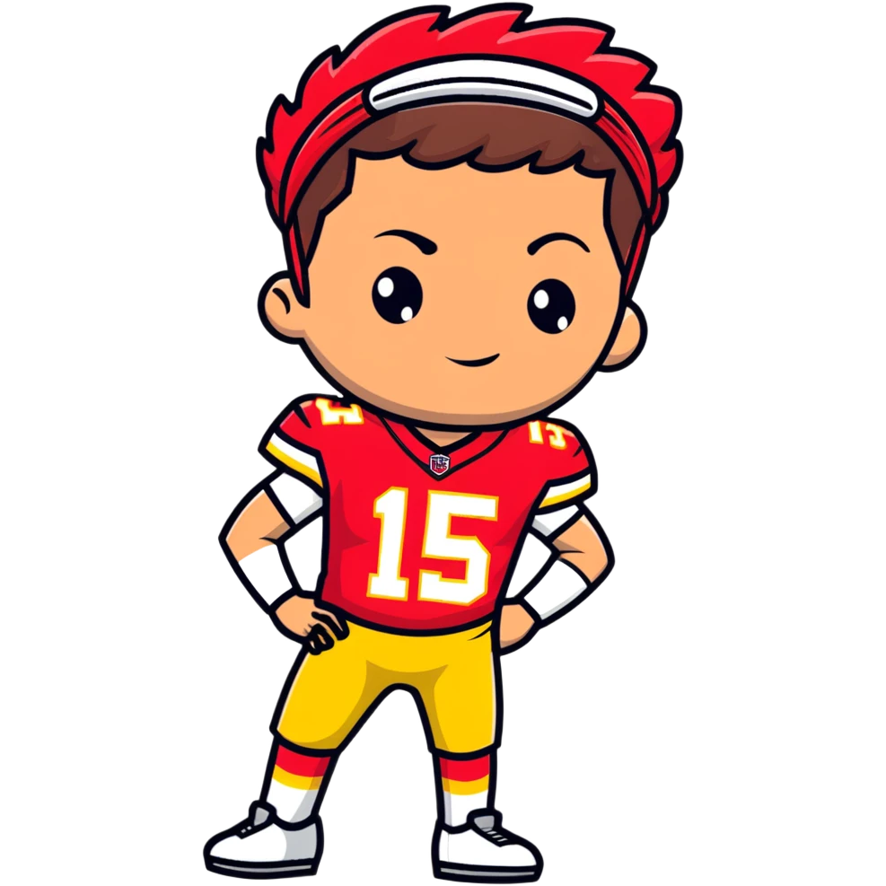 Patrick Mahomes, Kansas City Chiefs quarterback with headband and uniform emoji