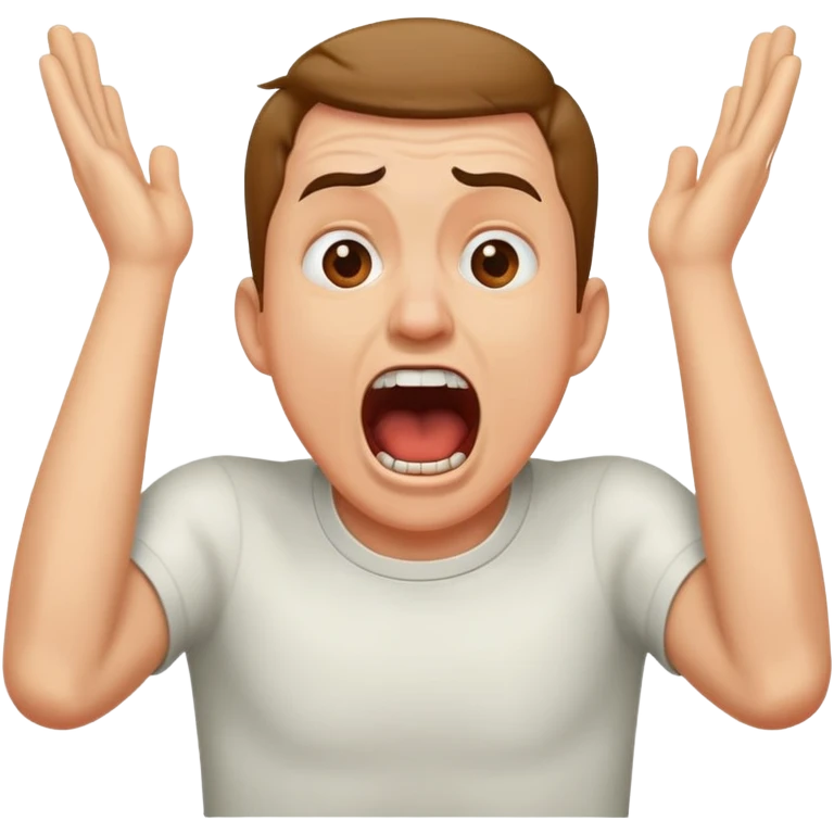 Hands on neck screaming guy emoji