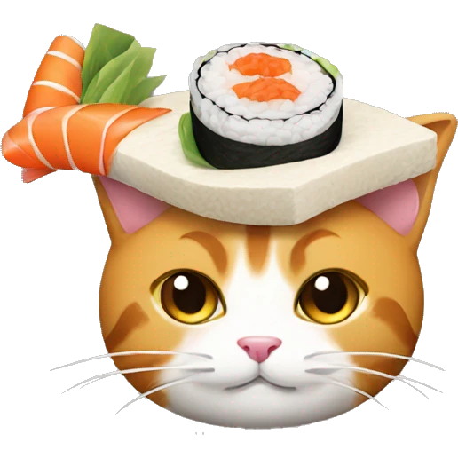 cat wearing sushi as a hat emoji