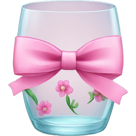 Glass with beautiful pink flowers with a bow emoji