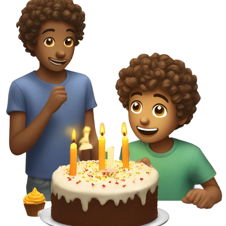 curly brown hair boy celebrating birthday  emoji