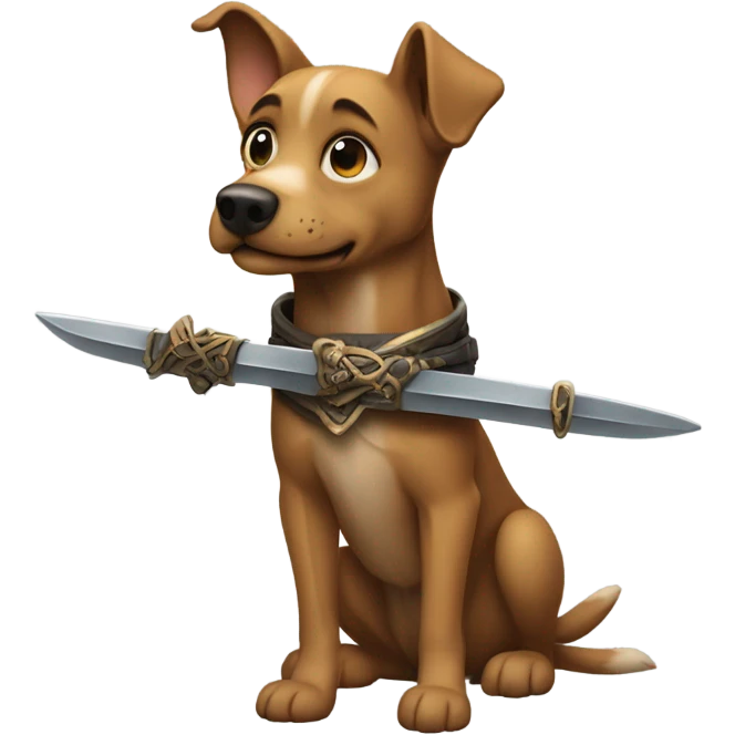 Sword whip dog emoji