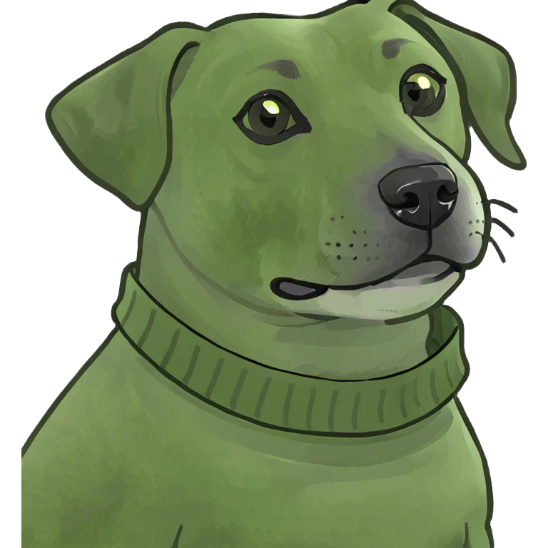 Black mouth cur with a sweater on emoji