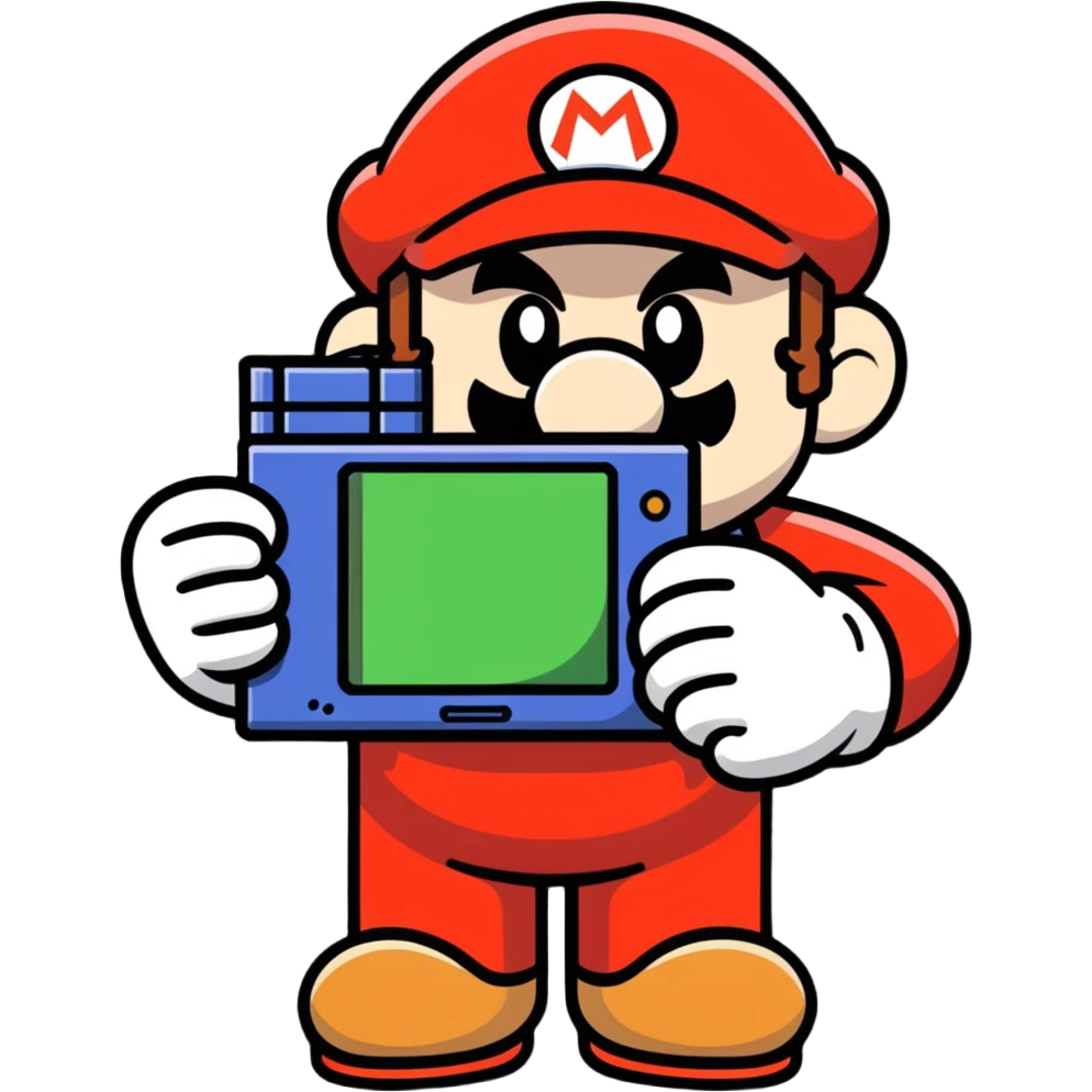 Super Mario playing a Game Boy emoji