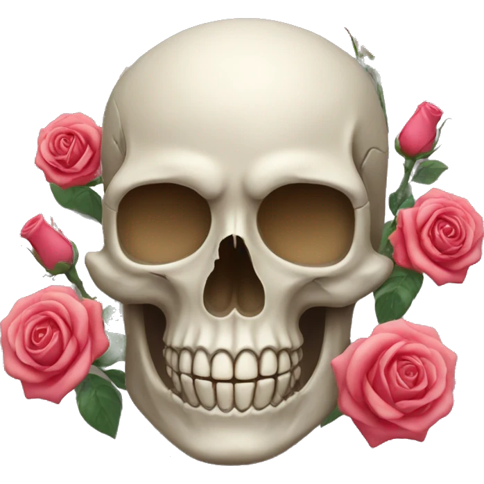 Skull with roses on top left of head emoji