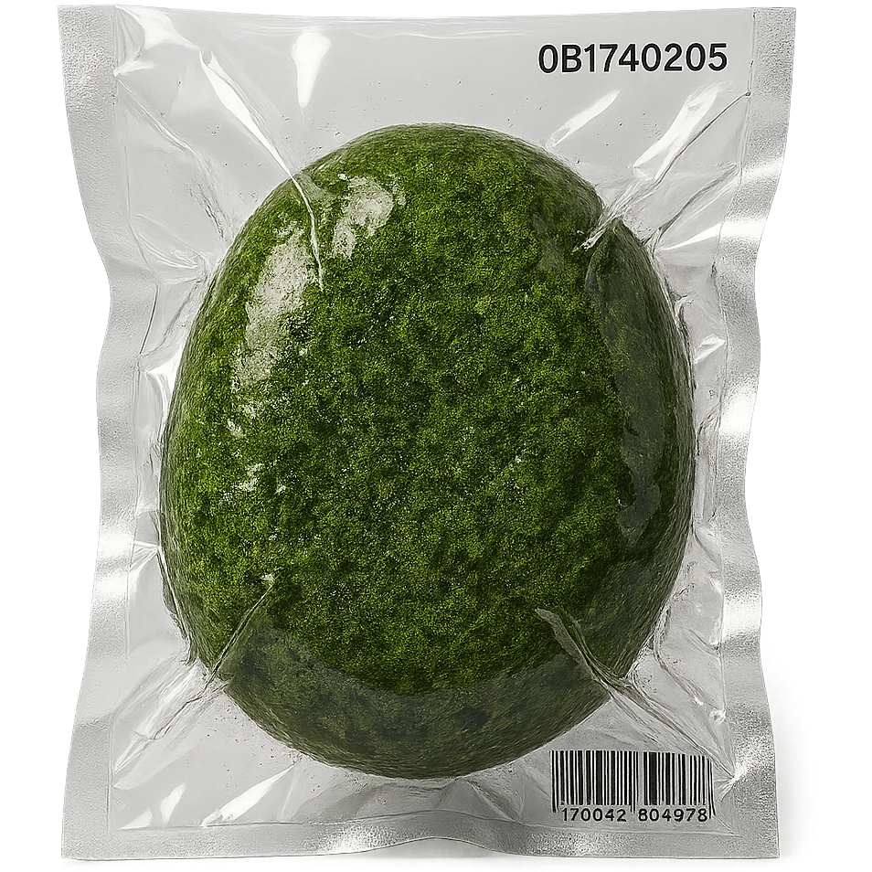 smooth stone covered in moss, glossy emoji