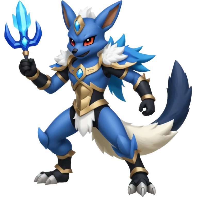 Mega lucario and mega Absol fusion full body four legs emoji
